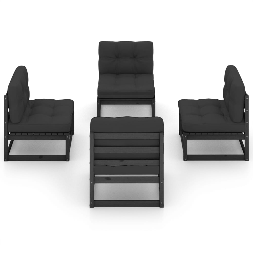 4 Piece Garden Lounge Set with Cushions Solid Pinewood