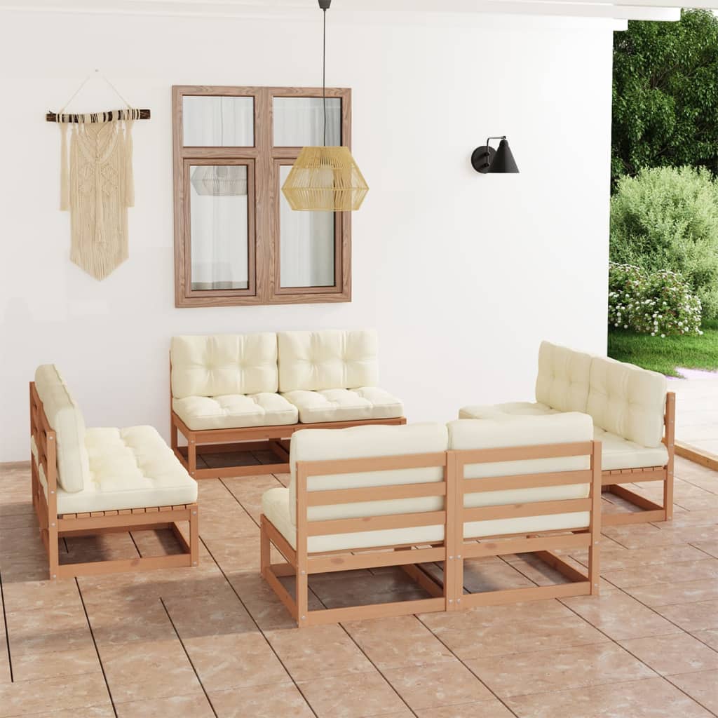 8 Piece Garden Lounge Set with Cushions Solid Pinewood