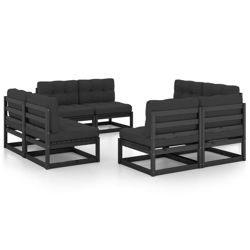 8 Piece Garden Lounge Set with Cushions Solid Pinewood