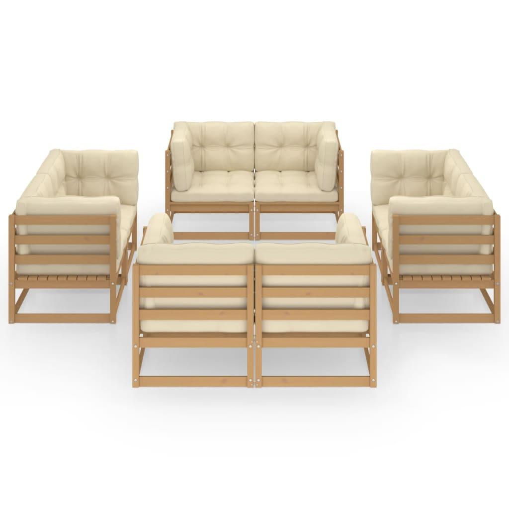 8 Piece Garden Lounge Set with Cushions Solid Pinewood