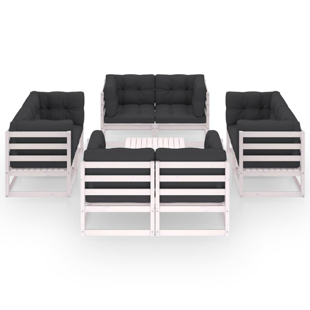 9 Piece Garden Lounge Set with Cushions Solid Pinewood