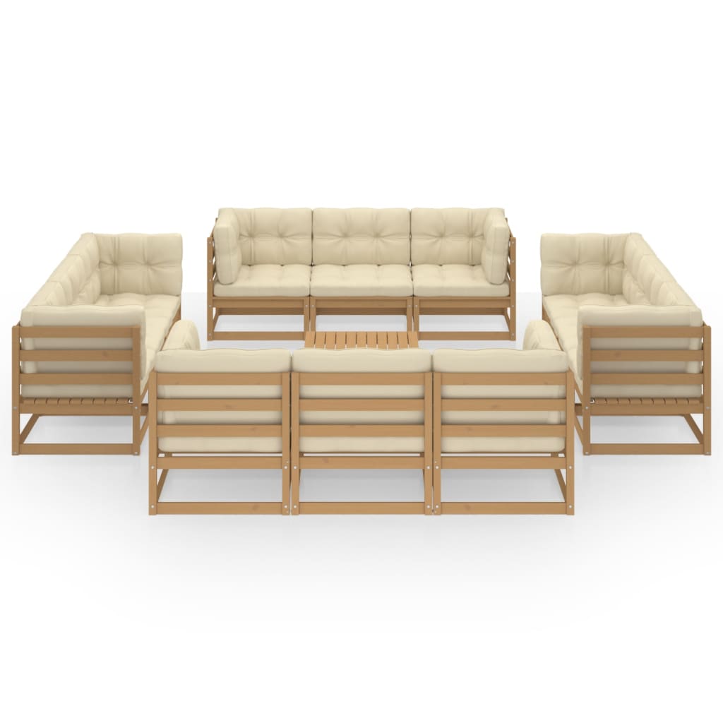 13 Piece Garden Lounge Set with Cushions Solid Pinewood