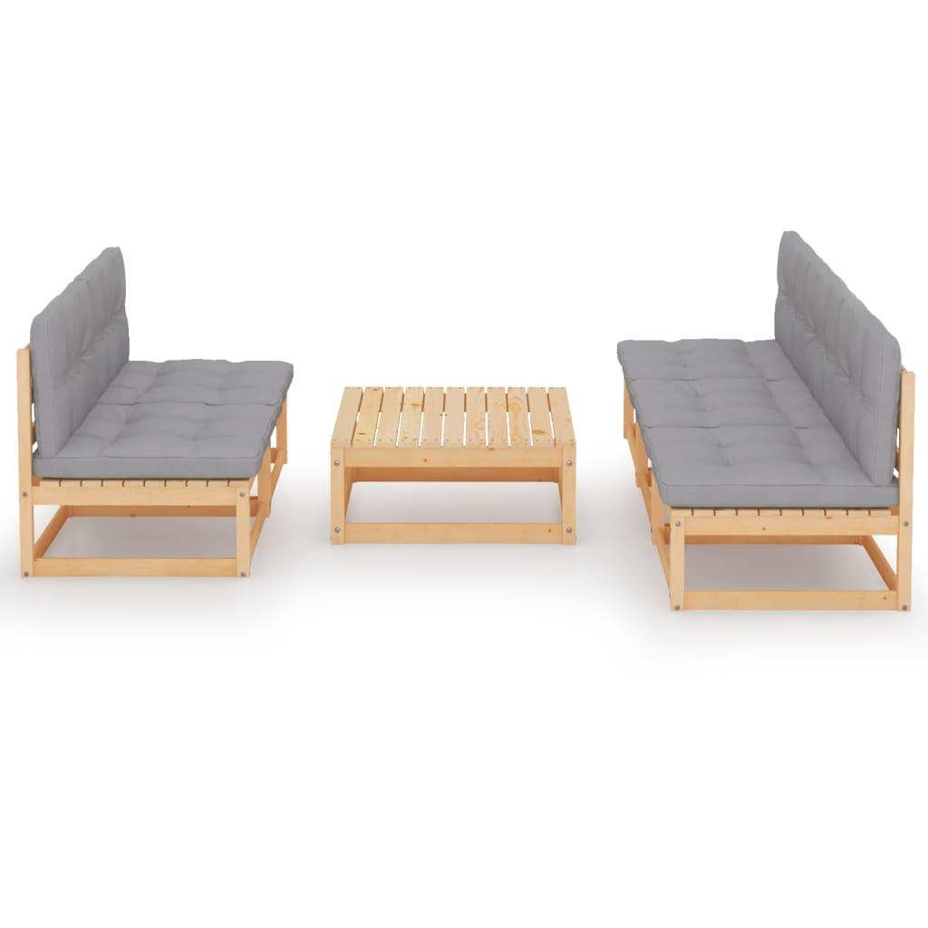 6 Piece Garden Lounge Set with Cushions Solid Pinewood