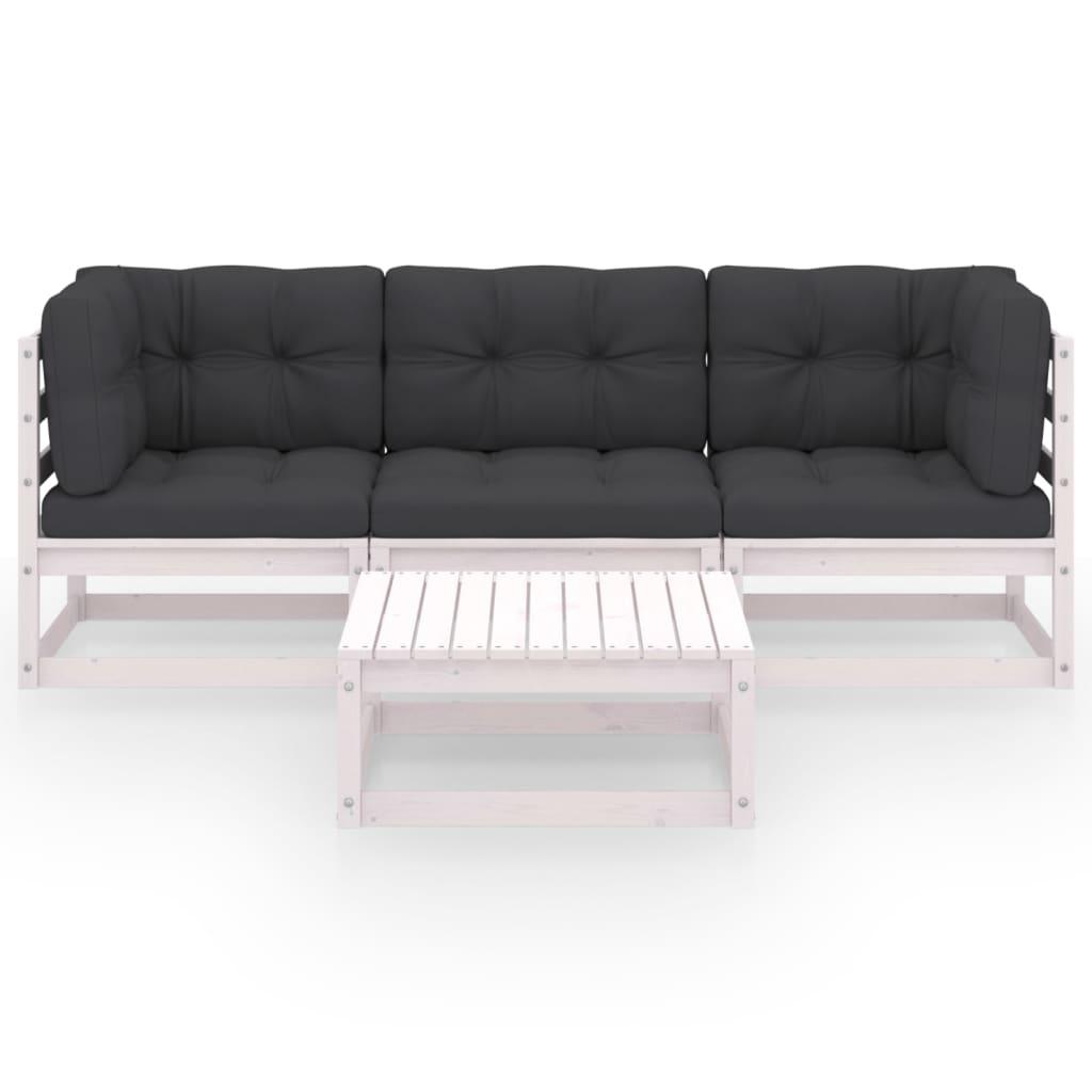 4 Piece Garden Lounge Set with Cushions Solid Pinewood