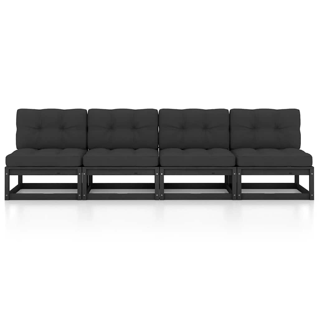 4-Seater Garden Sofa with Cushions Solid Pinewood