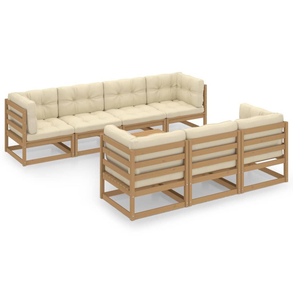 8 Piece Garden Lounge Set with Cushions Solid Pinewood