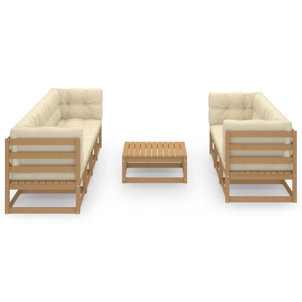 8 Piece Garden Lounge Set with Cushions Solid Pinewood