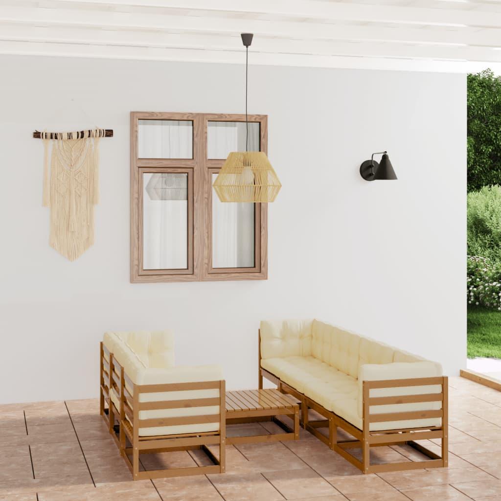 8 Piece Garden Lounge Set with Cushions Solid Pinewood