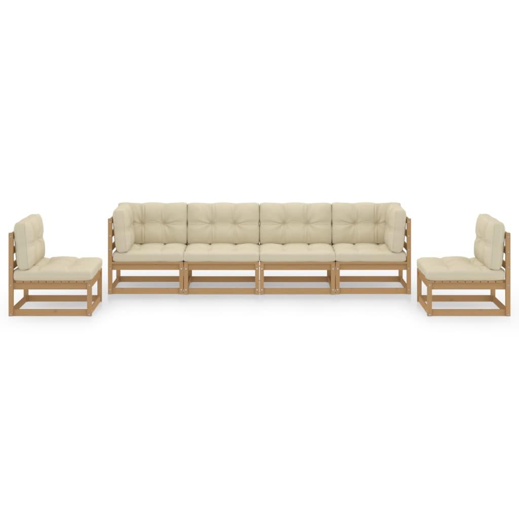6 Piece Garden Lounge Set with Cushions Solid Pinewood
