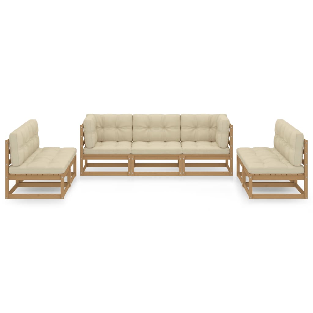 7 Piece Garden Lounge Set with Cushions Solid Pinewood
