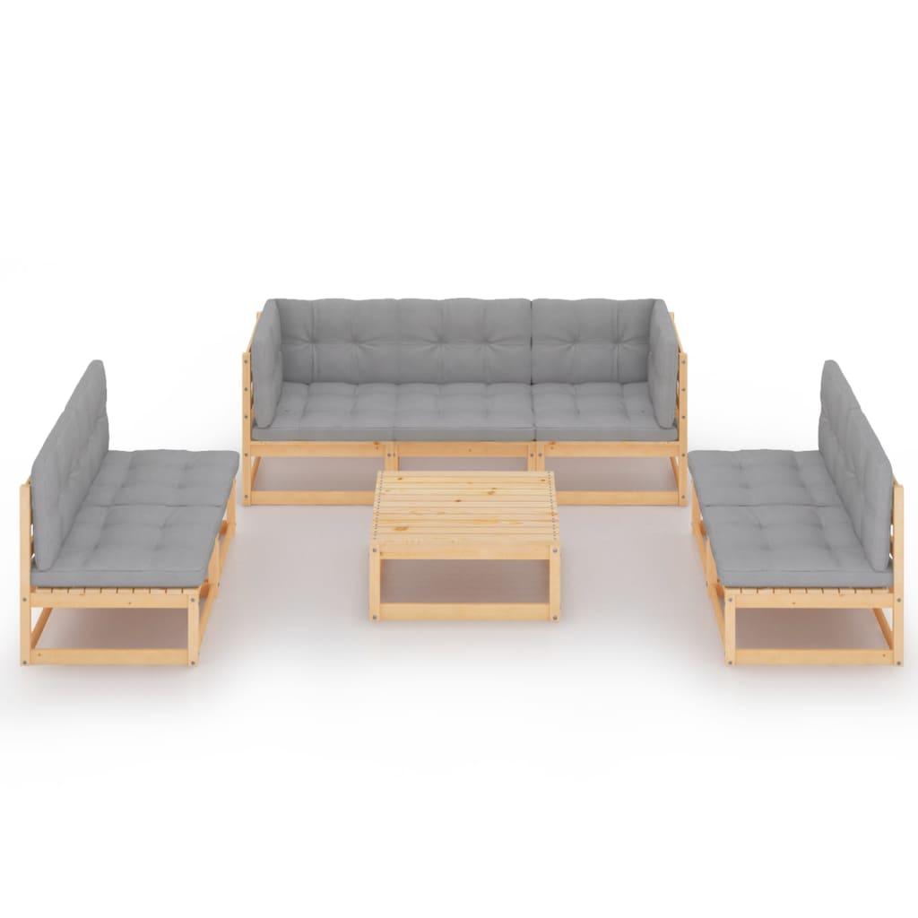 8 Piece Garden Lounge Set with Cushions Solid Pinewood