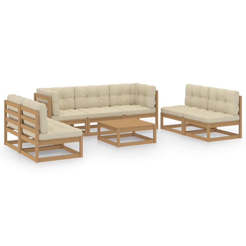 8 Piece Garden Lounge Set with Cushions Solid Pinewood