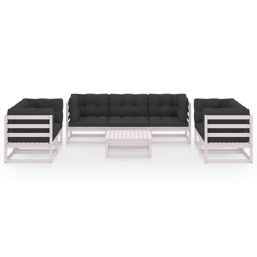 8 Piece Garden Lounge Set with Cushions Solid Pinewood