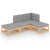 4 Piece Garden Lounge Set with Cushions Solid Pinewood
