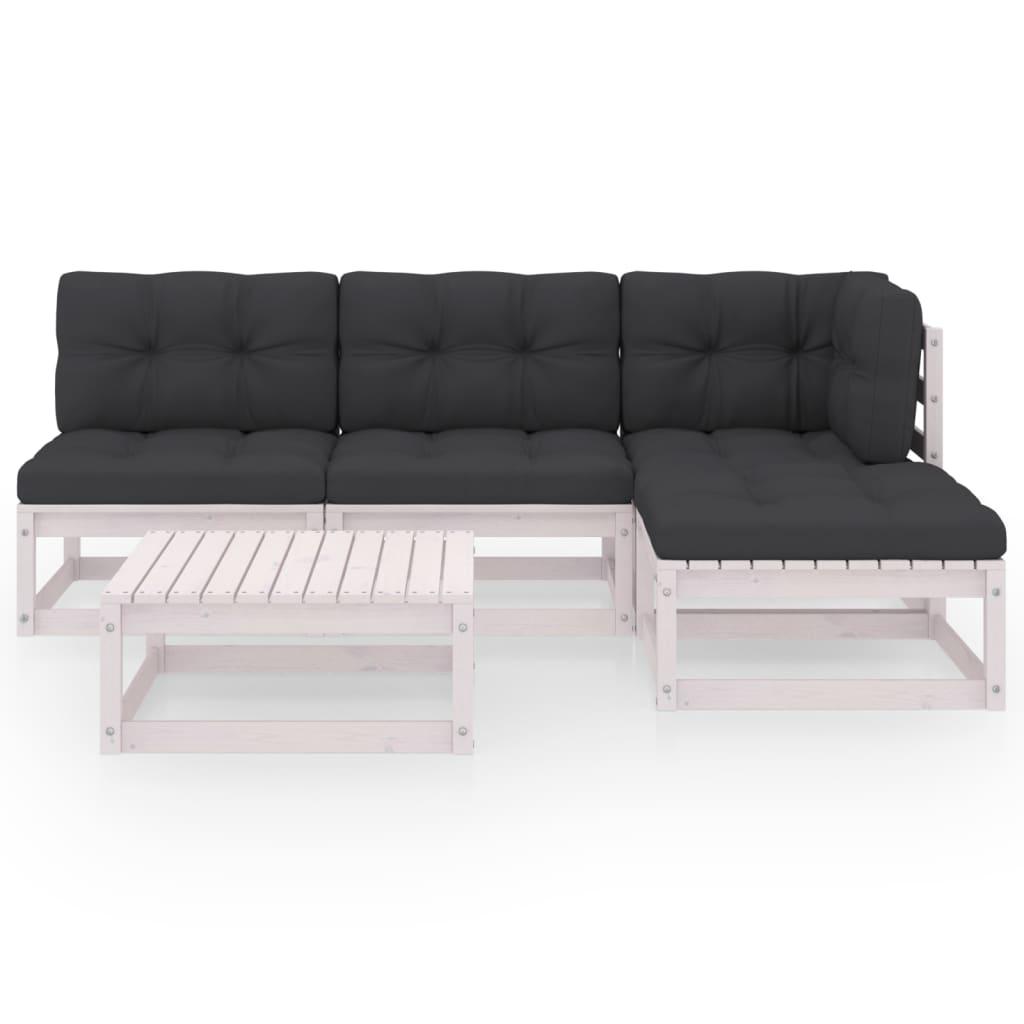 5 Piece Garden Lounge Set with Cushions Solid Pinewood