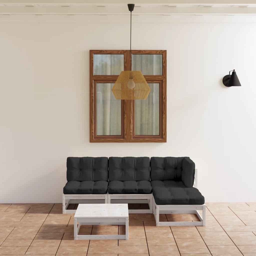 5 Piece Garden Lounge Set with Cushions Solid Pinewood