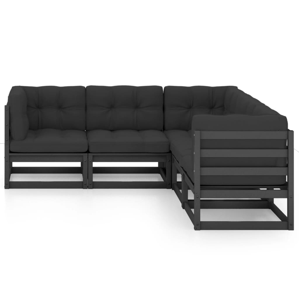 5 Piece Garden Lounge Set with Cushions Solid Pinewood