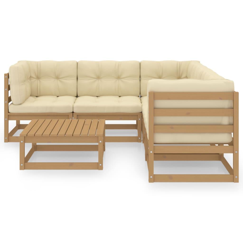 6 Piece Garden Lounge Set with Cushions Solid Pinewood
