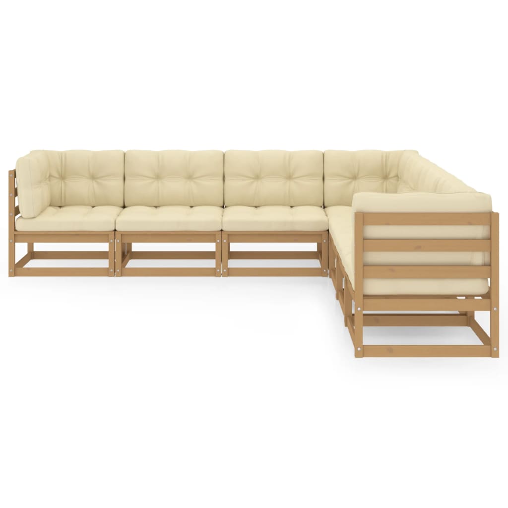 7 Piece Garden Lounge Set with Cushions Solid Pinewood