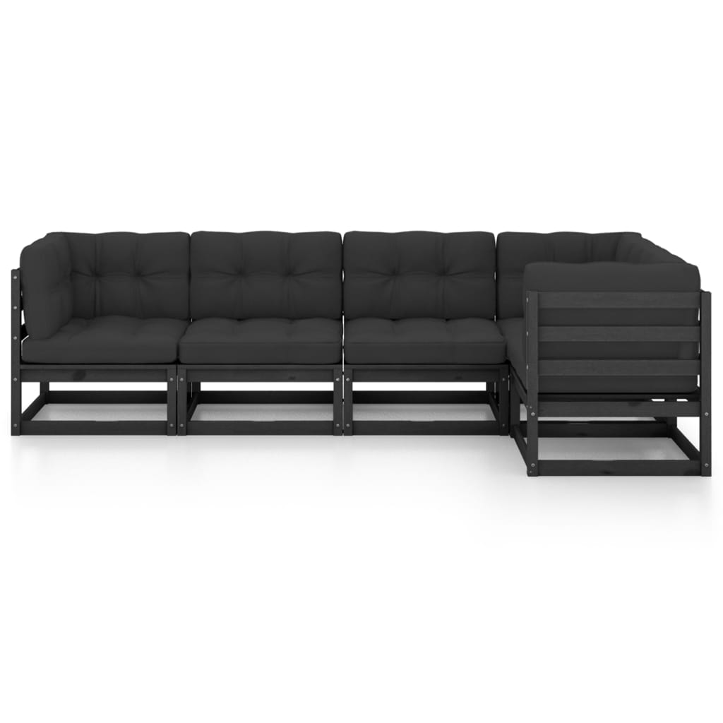 5 Piece Garden Lounge Set with Cushions Solid Pinewood