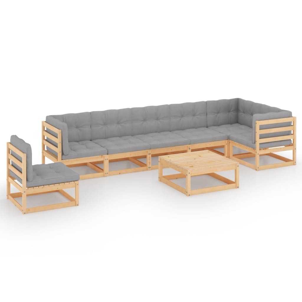 8 Piece Garden Lounge Set with Cushions Solid Pinewood