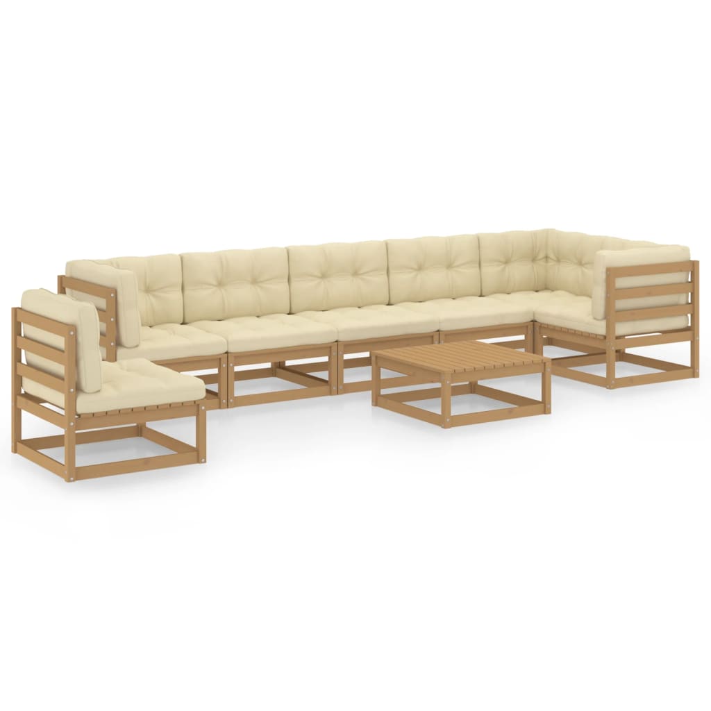 8 Piece Garden Lounge Set with Cushions Solid Pinewood