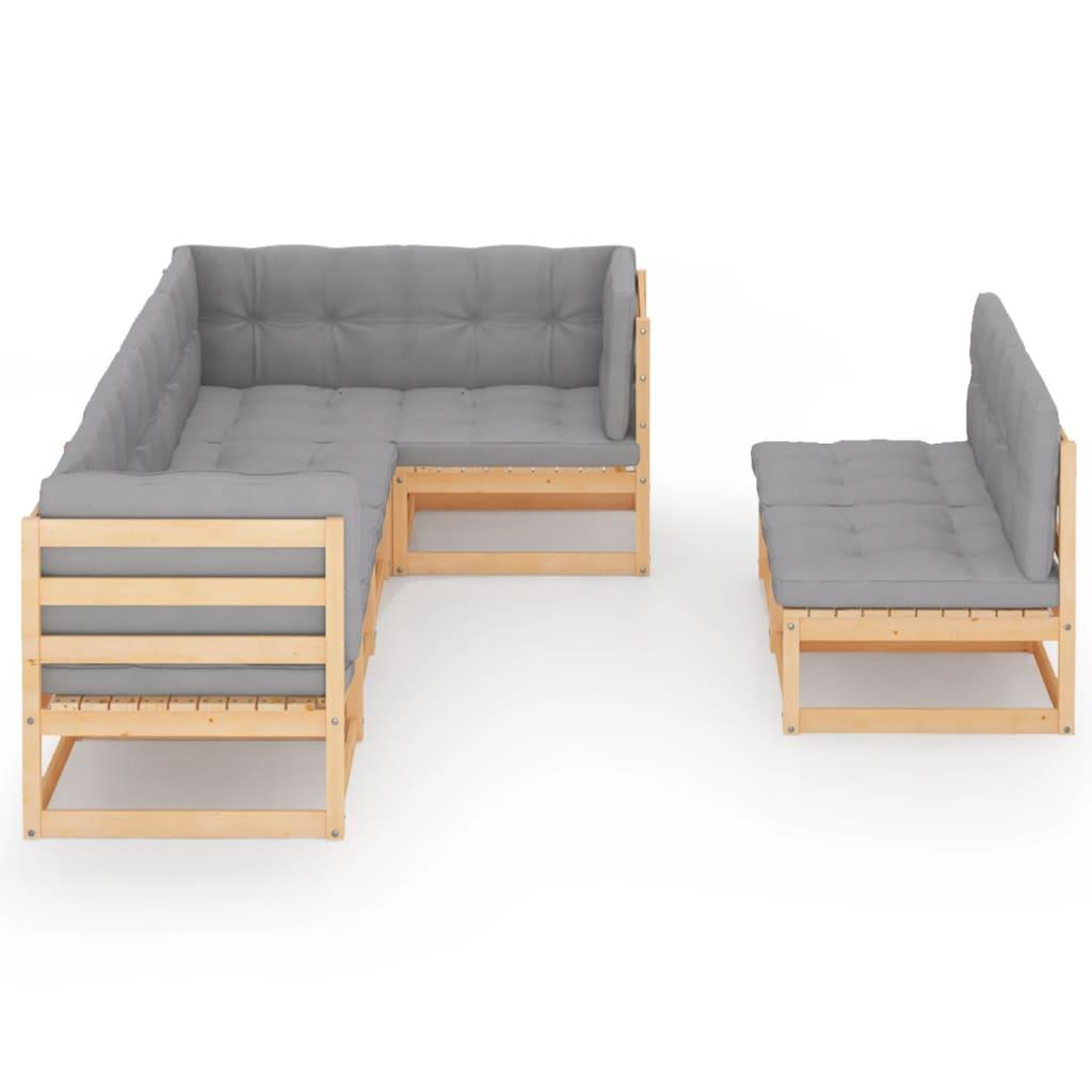 7 Piece Garden Lounge Set with Cushions Solid Pinewood