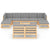 10 Piece Garden Lounge Set with Cushions Solid Pinewood