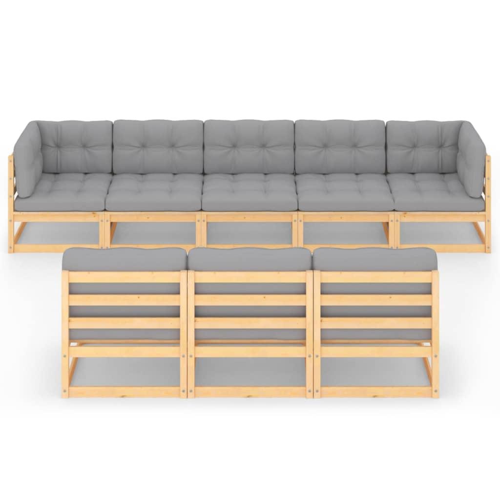 8 Piece Garden Lounge Set with Cushions Solid Pinewood