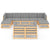 9 Piece Garden Lounge Set with Cushions Solid Pinewood