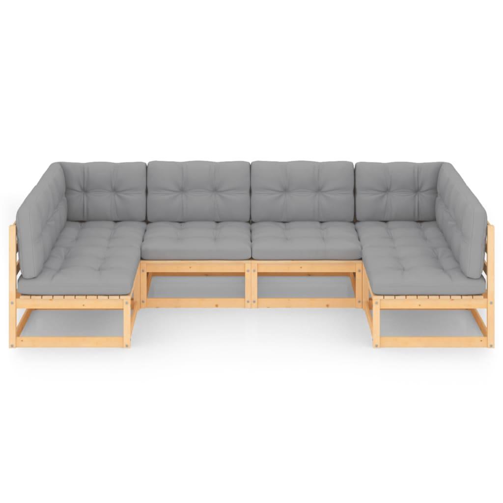 6 Piece Garden Lounge Set with Cushions Solid Pinewood