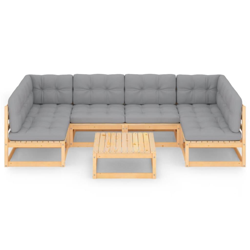 7 Piece Garden Lounge Set with Cushions Solid Pinewood