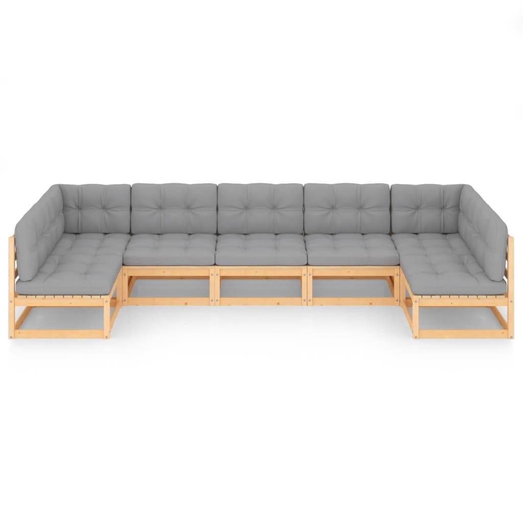 7 Piece Garden Lounge Set with Cushions Solid Pinewood