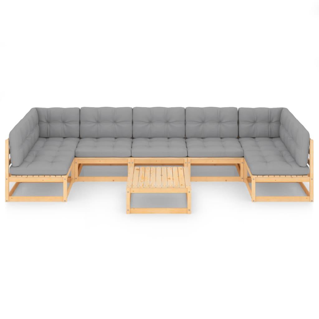 8 Piece Garden Lounge Set with Cushions Solid Pinewood