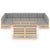 9 Piece Garden Lounge Set with Cushions Solid Pinewood