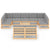 10 Piece Garden Lounge Set with Cushions Solid Pinewood