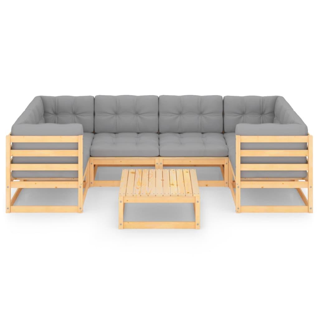 7 Piece Garden Lounge Set with Cushions Solid Pinewood
