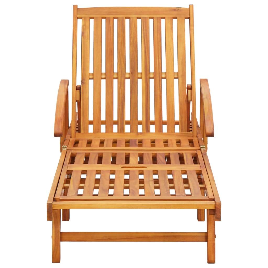 Sun Loungers 2 pcs with Table and Cushions Solid Wood Acacia