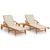 Sun Loungers 2 pcs with Table and Cushions Solid Wood Acacia