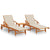 Sun Loungers 2 pcs with Table and Cushions Solid Wood Acacia