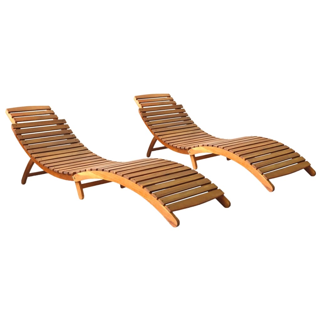 Sun Loungers 2 pcs Solid Wood Acacia