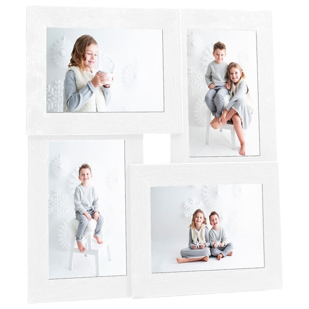 Collage Photo Frame for 4x(13x18 cm) Picture White MDF