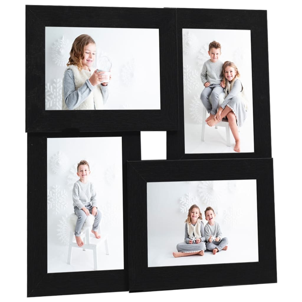 Collage Photo Frame for 4x(10x15 cm) Picture Black MDF