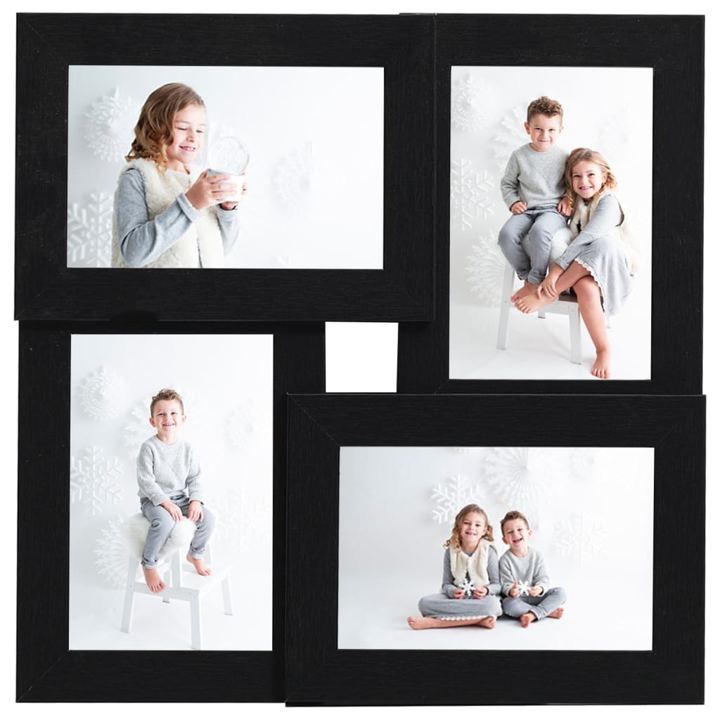 Collage Photo Frame for 4x(13x18 cm) Picture Black MDF