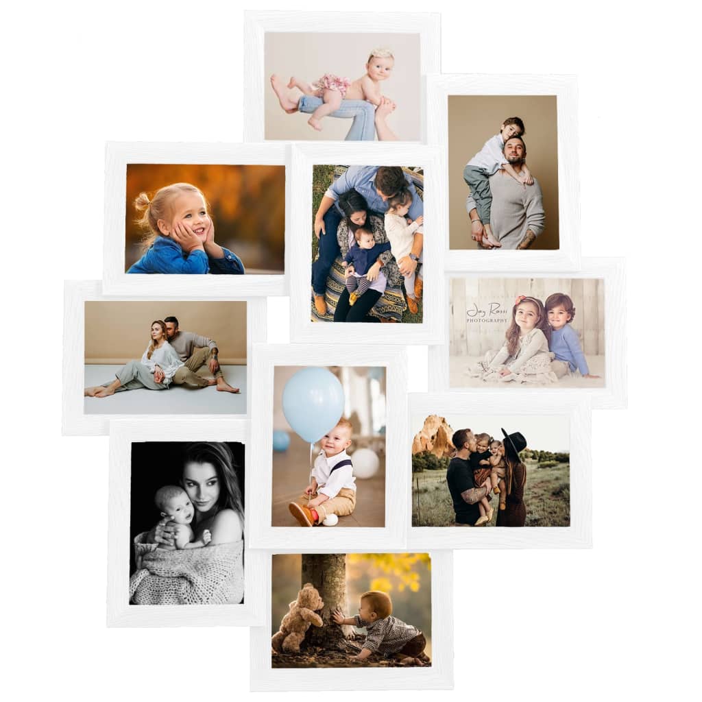 Collage Photo Frame for Picture 10 pcs 10x15 cm White MDF