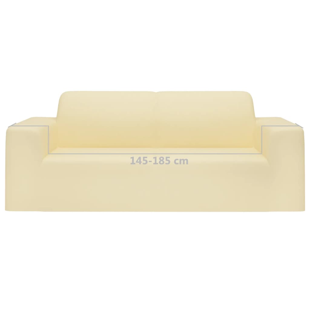 2-Seater Stretch Couch Slipcover Cream Polyester Jersey