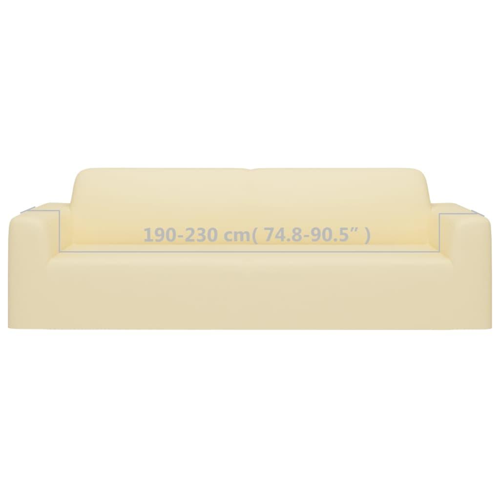3-Seater Stretch Couch Slipcover Cream Polyester Jersey