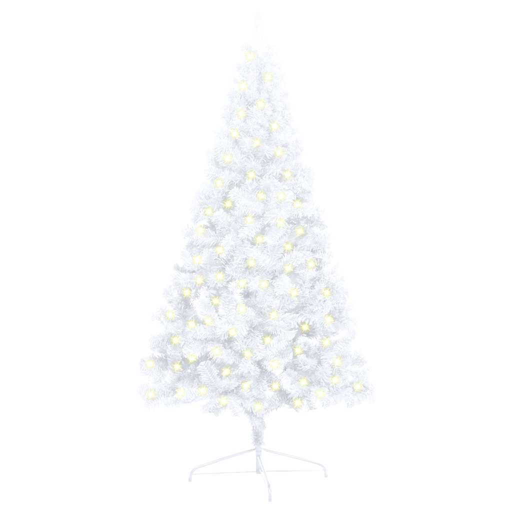 Artificial Half Pre-lit Christmas Tree with Stand White 120 cm PVC