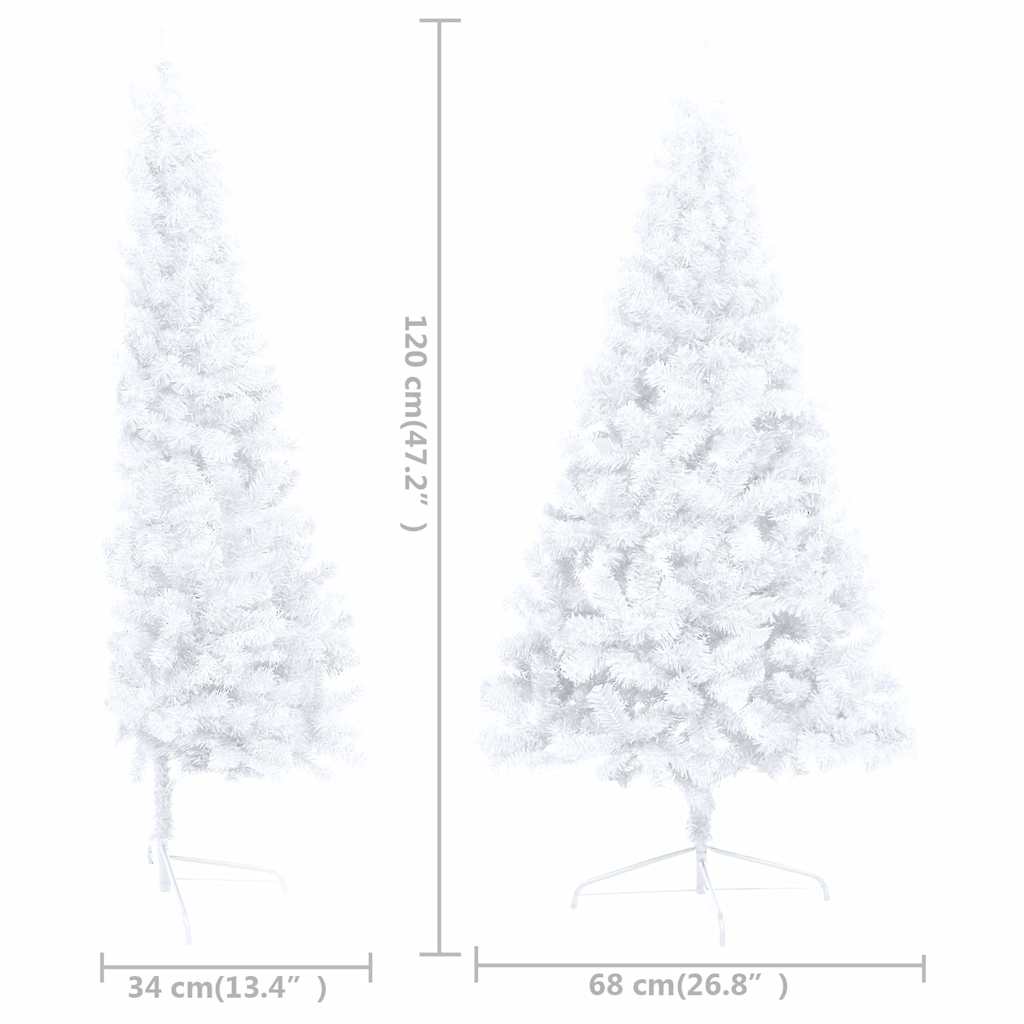 Artificial Half Pre-lit Christmas Tree with Stand White 120 cm PVC