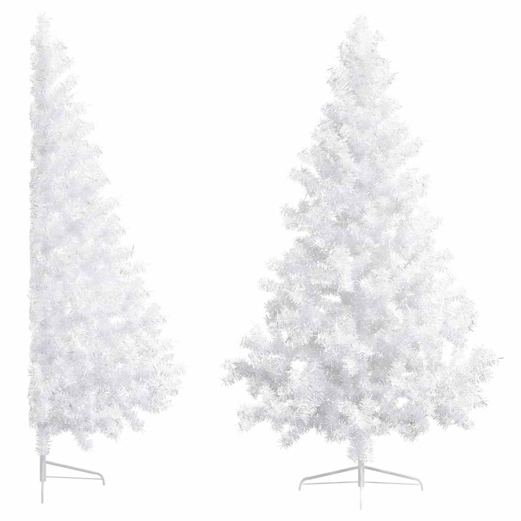 Artificial Half Pre-lit Christmas Tree with Stand White 180 cm PVC